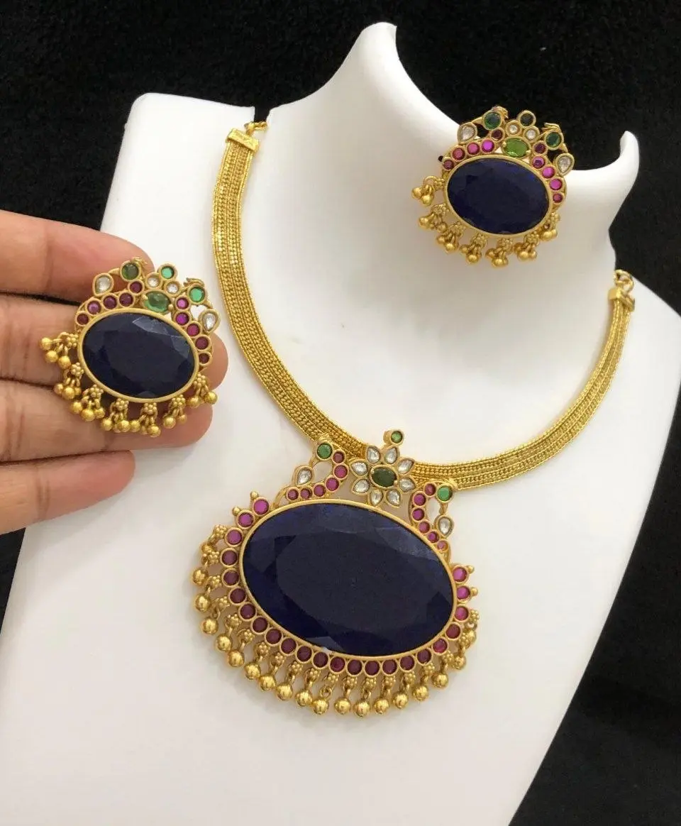 Vasundhara Royal Blue Necklace set